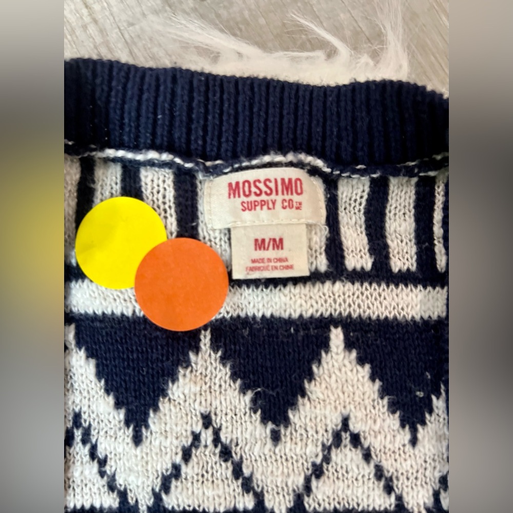 MOSSIMO | Navy & Cream Knot Open Front Chunky Long Cardigan (M) - Picture 3 of 6